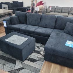 New Black Or Gray Sectional And Ottoman Sofa Couch 