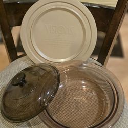 Vintage Corning Amber Vision  Casserole Ribbed W/Lids