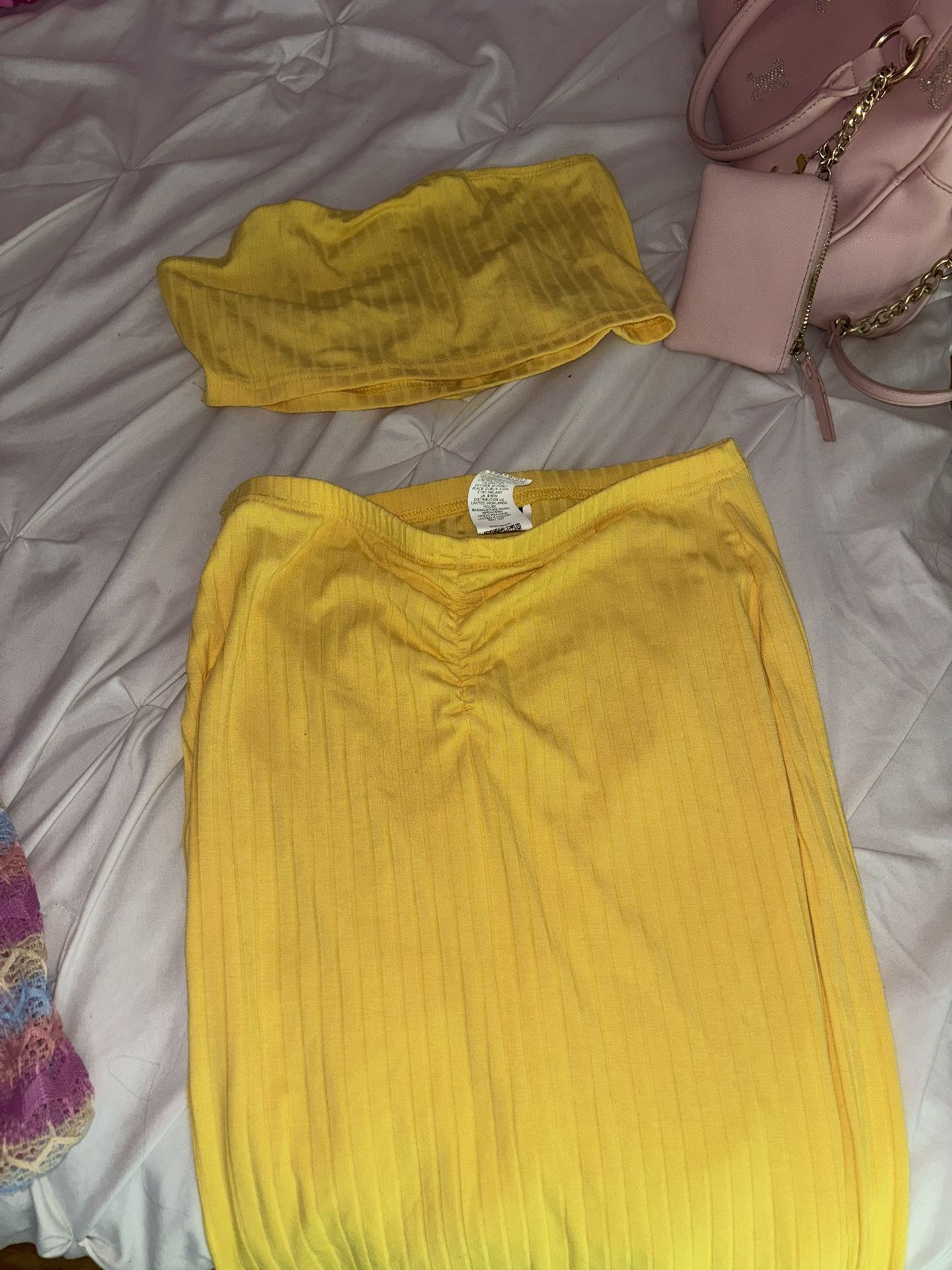 yellow skirt set