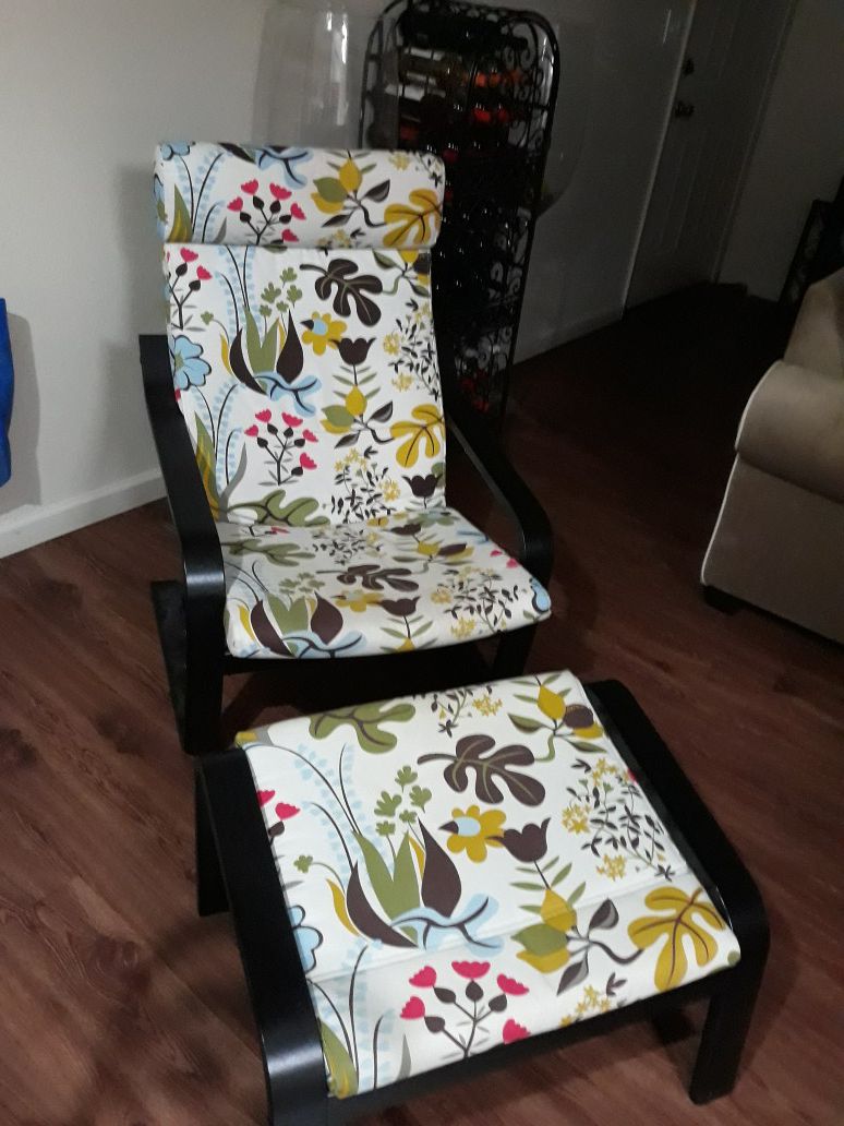 Colorful chair with ottoman
