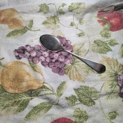 Silver plated spoon, 2 Doves monogram