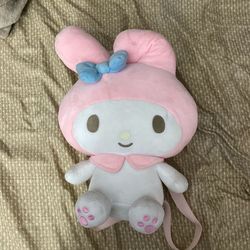 My melody stuffed backpack medium size pink,blue,white color