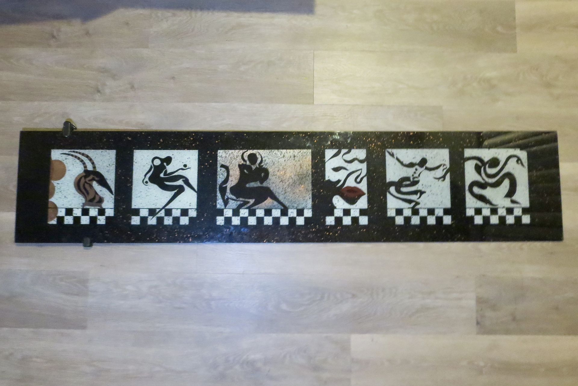 Long Horizontal Tribal Figurative Glass Wall Art