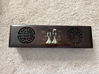 New Handmade Wooden Chopstick Box w/Chopsticks
