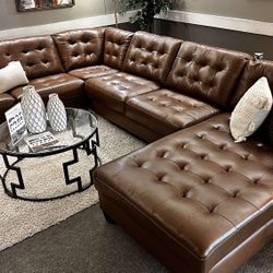Genuine Leather Brown Leather Modular Sectional Couch Set 🌟Extra Discount Code RSG 
🔥🔥 Mention OfferUp for this Special Price!!