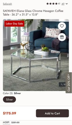 Glass Chrome Hexagon Coffee Table