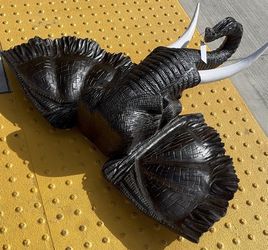 Hand Carved Wooden Elephant Head Sculpture 