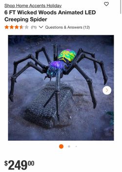 Shop Home Accents Holiday. 6 FT Wicked Woods Animated LED Creeping Spider