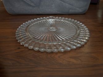 Clear Glass Pressed Serving Plate