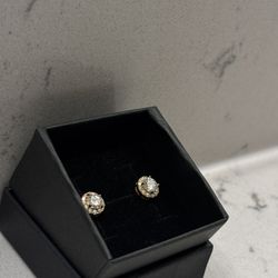 1.45ct GRA-Certified Moissanite Halo Stud Earrings – 5x Gold Plated 925 Sterling Silver - $80 OBO