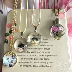 GLASS CABACHON CHARMS WITH CORD NECKLACE 