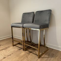 Grey velvet Counter Height Stools 