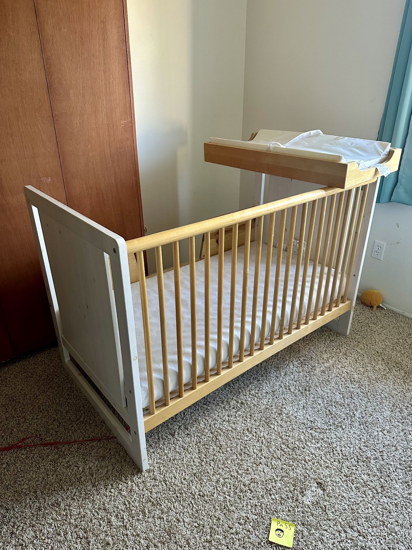 Oeuf Baby Crib (non-toxic) with Changing table and Toddler Conversion + Optional Matress