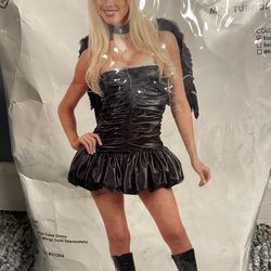 Shirred Mini Wetlook Leather Tub Dress Halloween Costume 