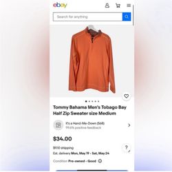 Tommy Bahama Vibrant Orange Half-Zip Pullover