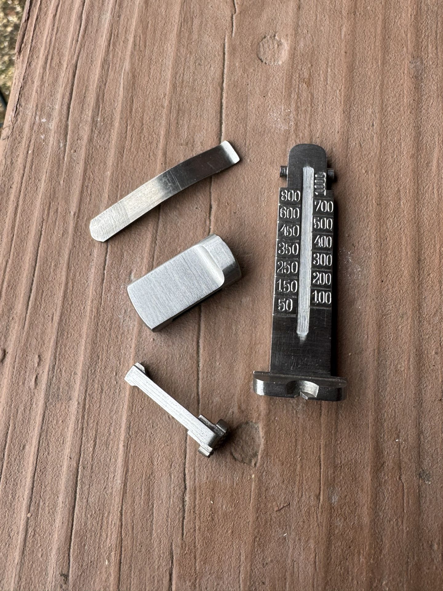 Mauser C96 Broomhandle Rear Sight, Spring, Slide, and Push Button - Numbered 445