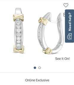 Sexy 1/2 CT. T.W. Diamond "X" Collar Hoop Earrings in 10K Two-Tone Gold