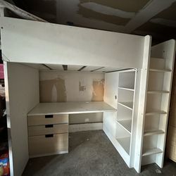Ikea Loft bed with desk and cabinet