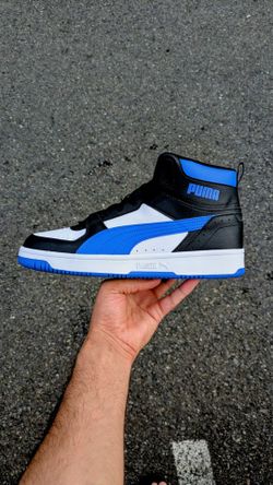 )
​Puma Rebound High Top Black White Blue - Brand New