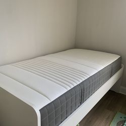IKEA Twin Bed Frame with HÅGSVÄR Mattress