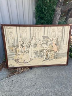 Framed Tapestry Victorian / Wood Frame