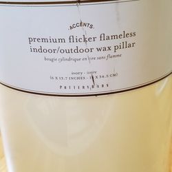 Pottery Barn Indoor Outdoor Wax Pillar Candle 