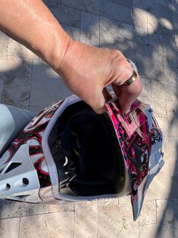 Motocross Full-Face Helmet Pink Black Graphic