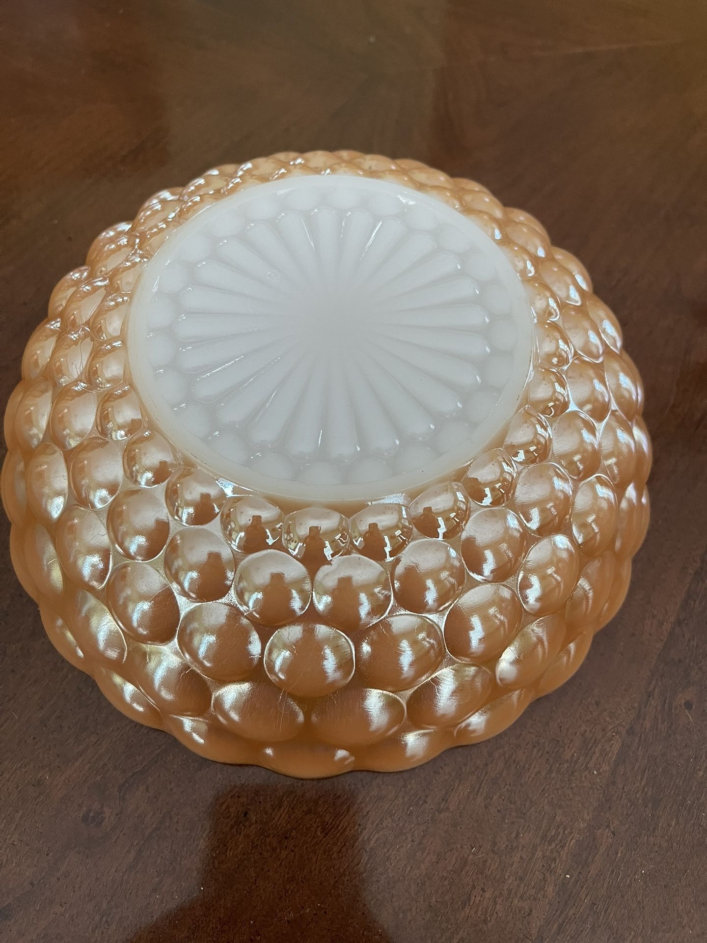 Vintage Large Anchor Hocking Peach Fire King Bubble Bowl