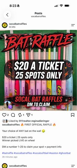 Fast pitch ghost bat raffles