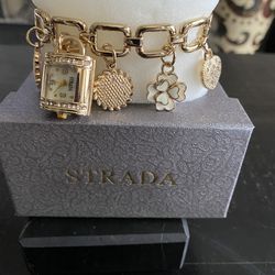 Goldtone Charm Bracelet Watch