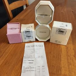 NEW IN BOXES Beautiful Set Of 2 Swarovski Rings-Stilla & Matrix Vittore, Size 5 3/4 Rhodium Plated $80 Total (SE San Diego)