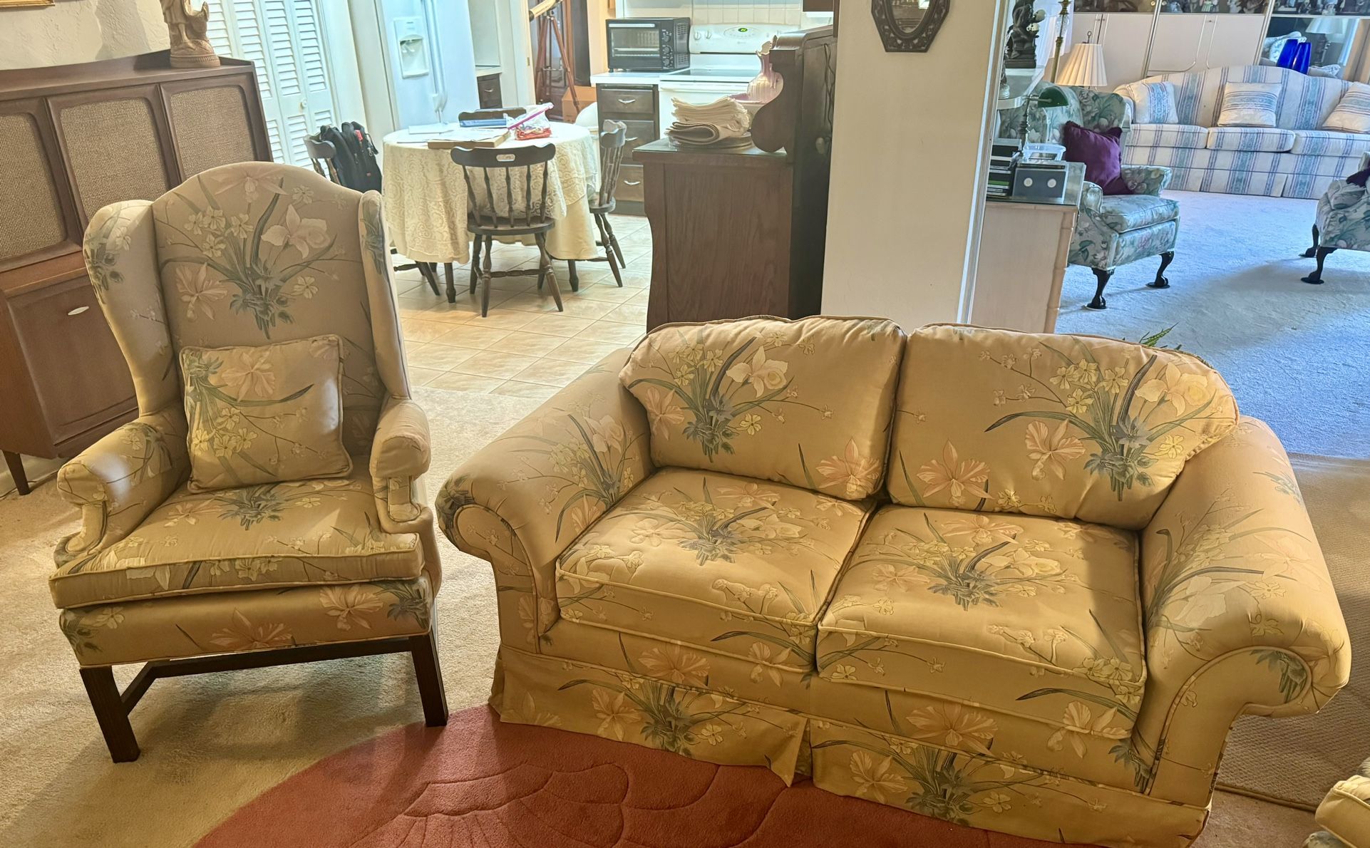 2 Seat Sofa & Wing Back Chairs
