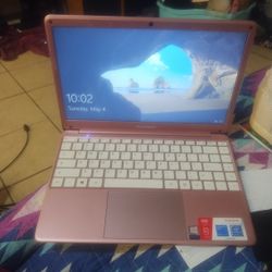 This is a Thomson NEO X 14.1-inch laptop in pink. 