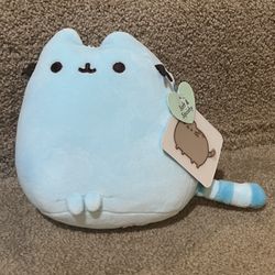 GUND Pusheen Sitting Pose Squisheen Stuffed Animal, Squishy Plush Toy - Blue new