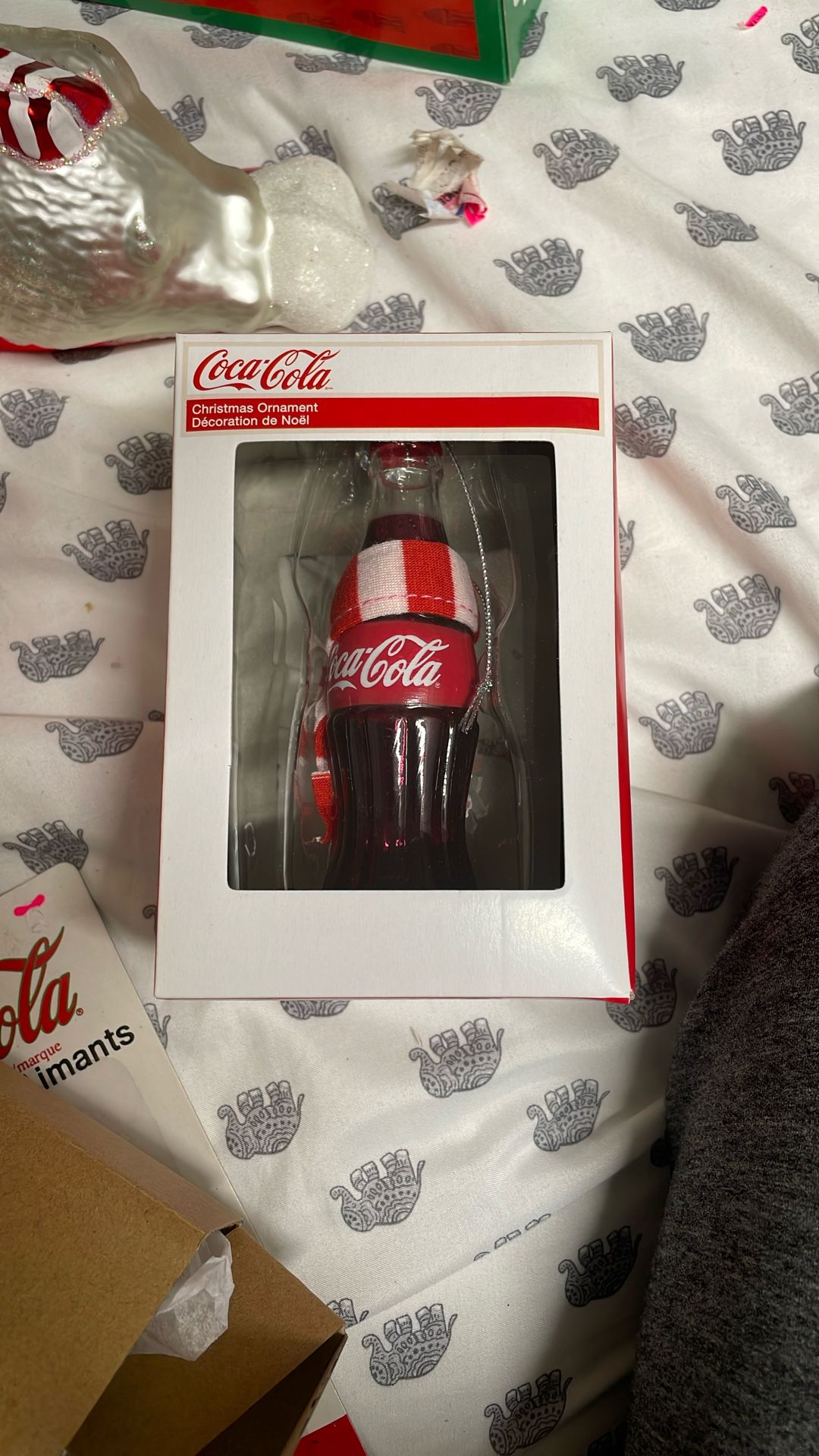 Vintage Coca Cola Christmas Scarf Ornament