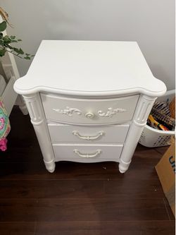 White wood nightstand by Stanley furniture. From the Isabella Collection.
