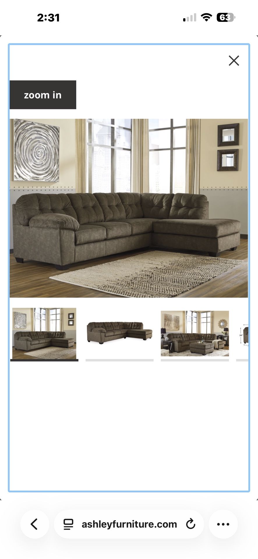 Sectional Chocolate Brown