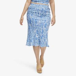 Women's A-Line Sea Twig Blue Skirt - DVF Diane Von Furstenberg Brand New