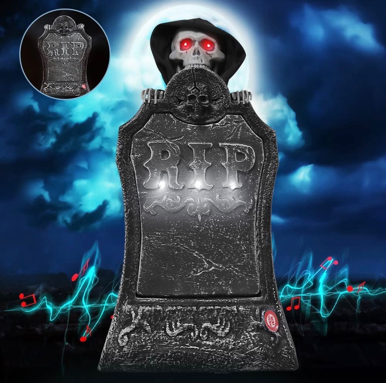 Animated Halloween Decor,Lighted Gravestone Tombstone Spirit Halloween