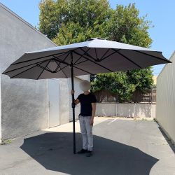 New $95 Large 15 FT Double Sided Umbrella Outdoor Patio Garden Yard (Weight base not included)