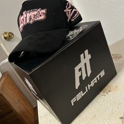 FELI HATS “PINK ASTRO” Full Set DUSTBAG,KEYCHAIN,STICKERS,and Box.