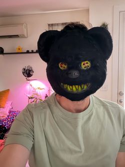Creepy Black Bear Mask w Strap