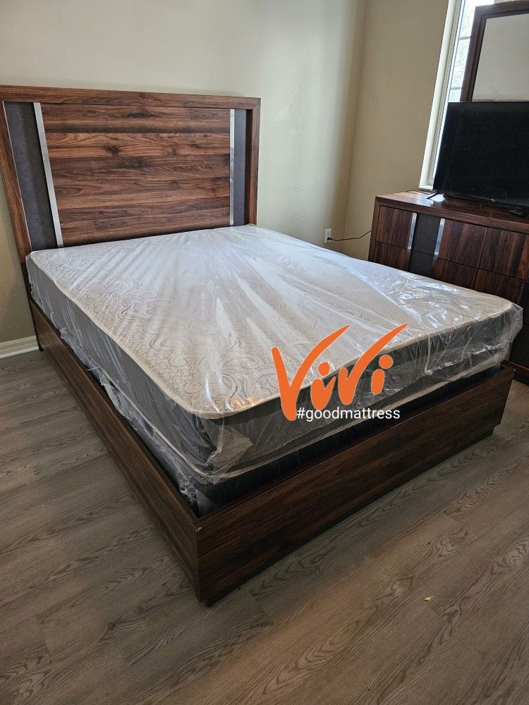 QUEEN MATTRESS WITH BOX SPRING 2PC ⛔️ BED FRAME ISN'T AVAILABLE