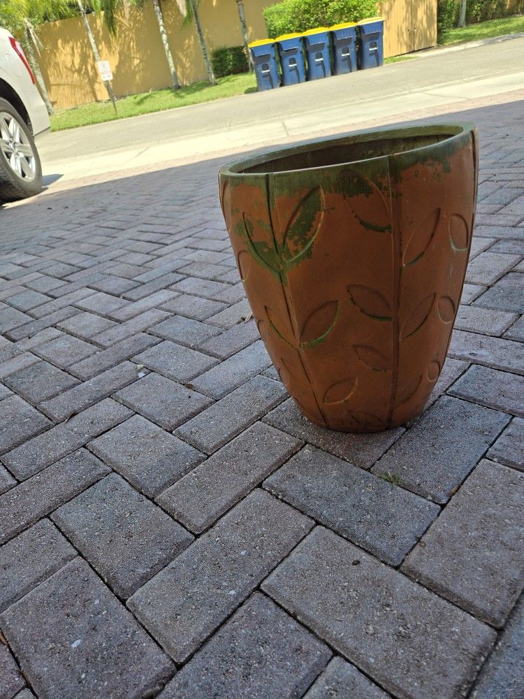 Plastic Orange Green Tall Plant Pot