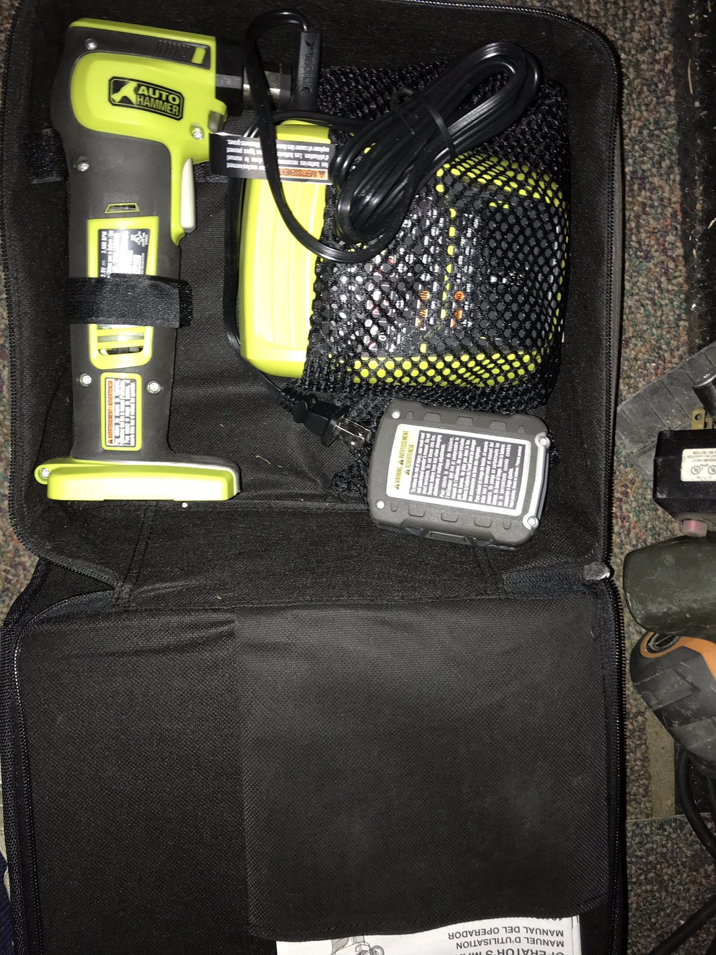 Ryobi 12 v auto hammer tool kit $50