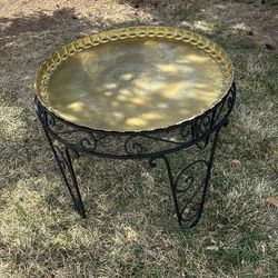 Middle Eastern Brass Tray And Iron Table