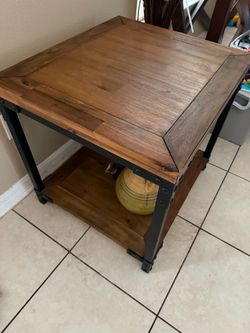 Rustic Wood Coffee Table Matching End Table