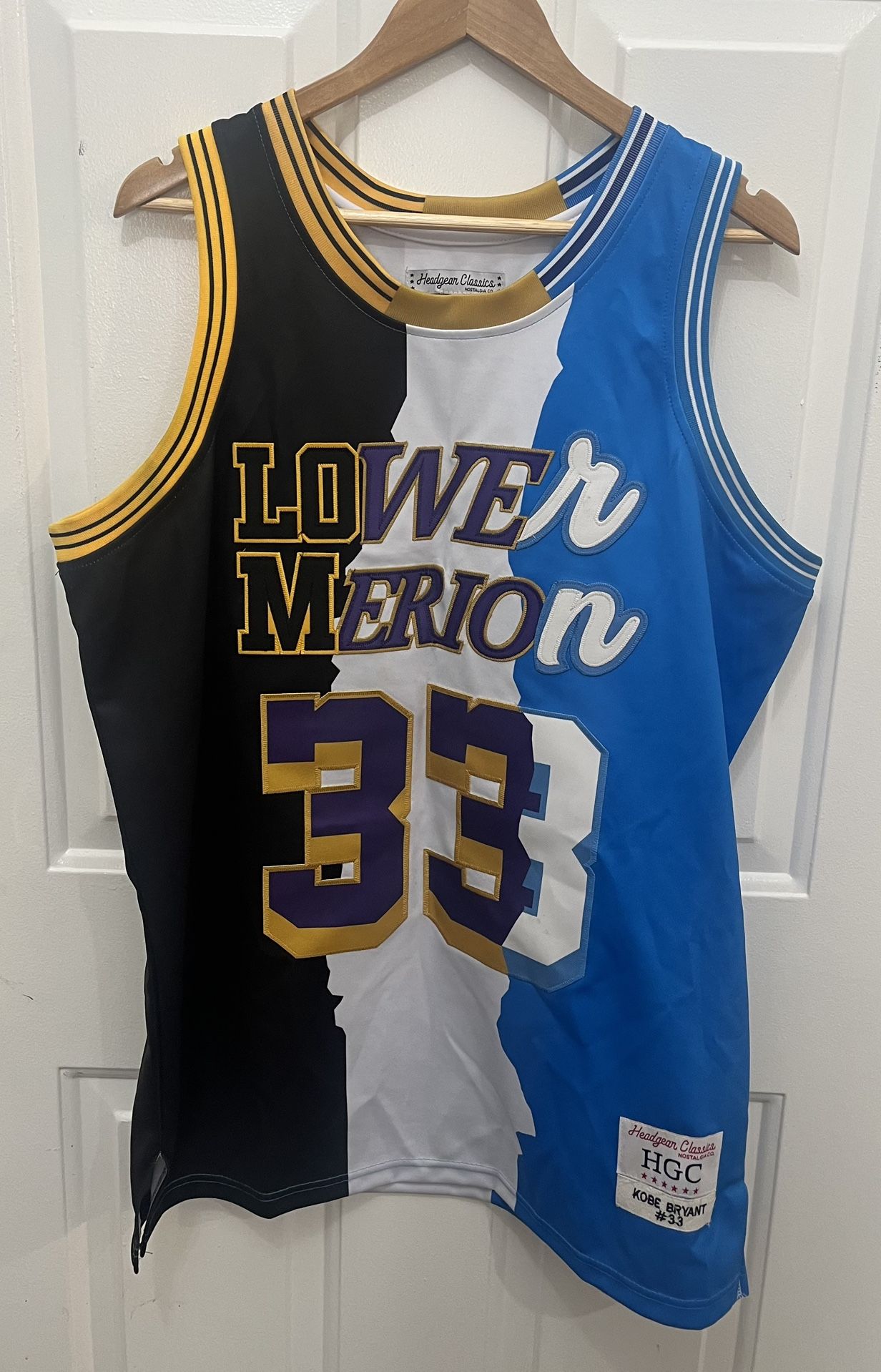 Kobe Bryant Lower Merion #33 High School Basketball 3 Colors Split Jersey - XL