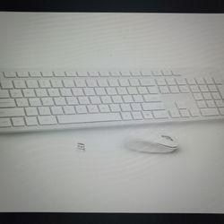 USB Wireless Keyboard & Mouse Combo-White Full-sized Keyboard Silent Mouse Click