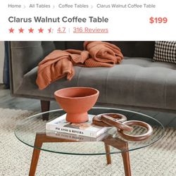 Walnut Glass Coffee Table 